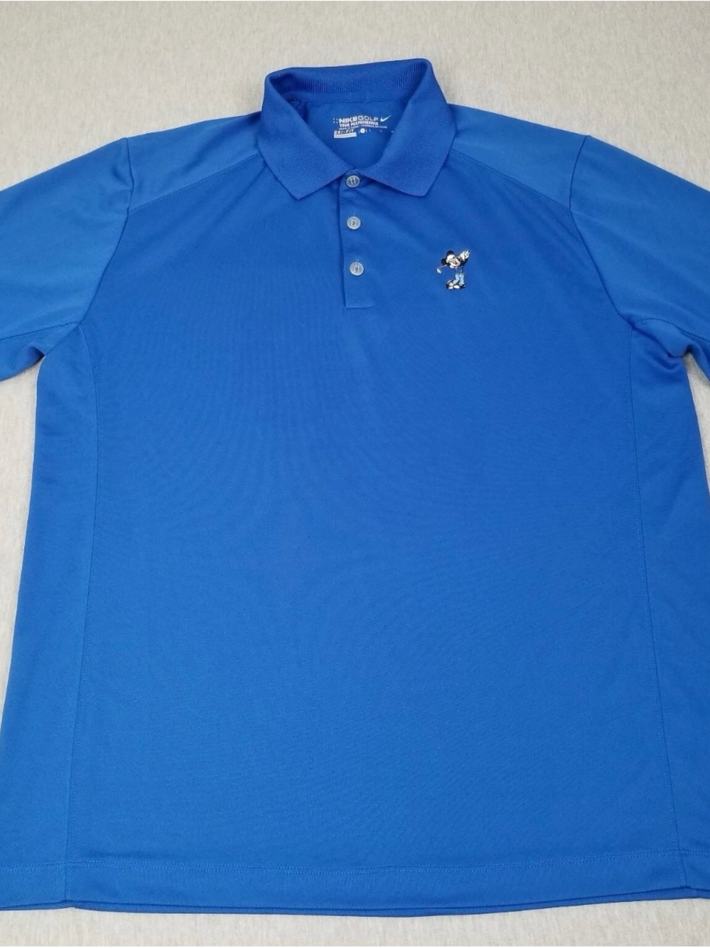 Nike Golf Polo Men XLarge Dri Fit Tour Performance Mickey Mouse Disney Blue